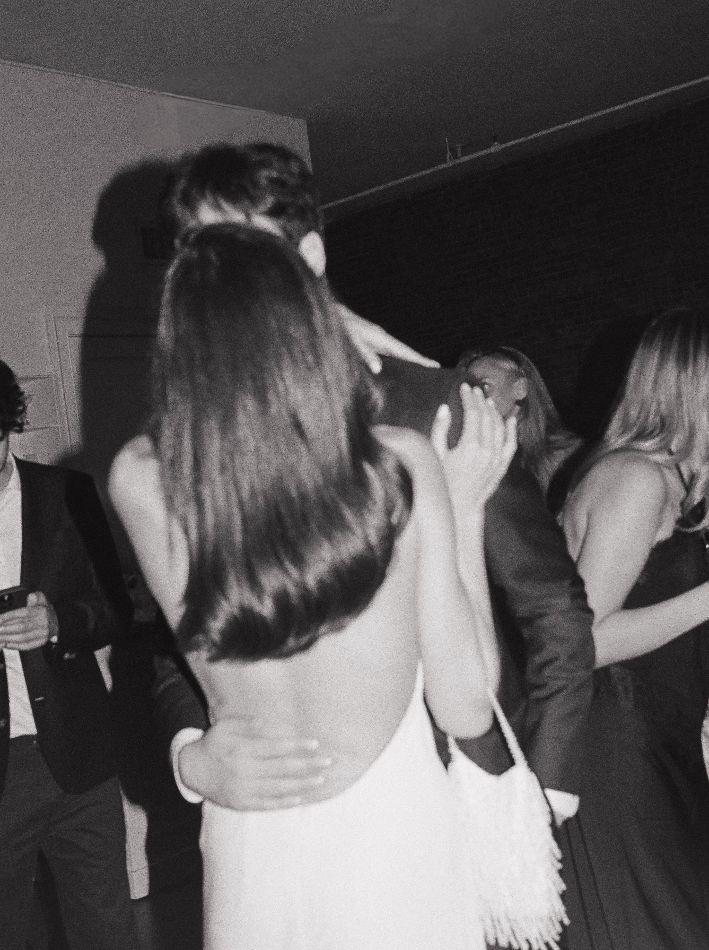 The couple embracing